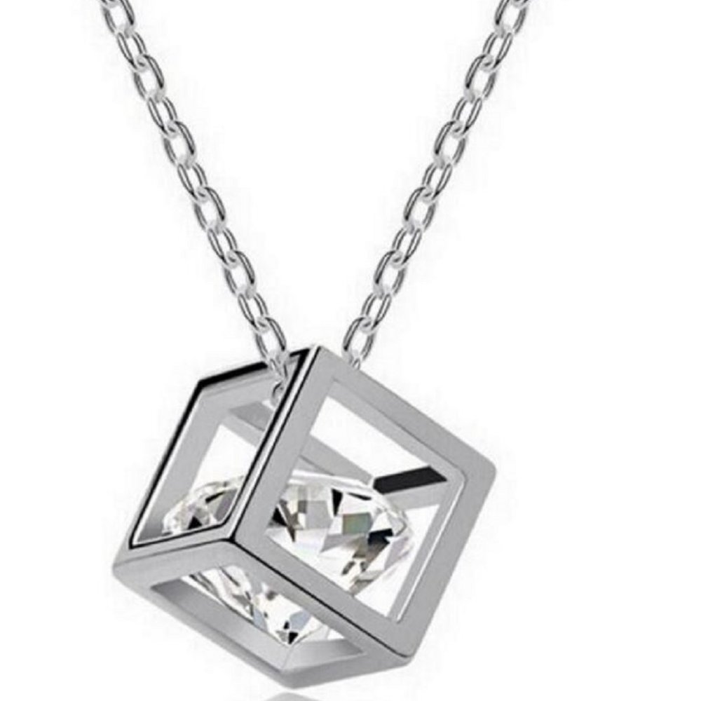 Fifth Avenue Delicate Cubic Zirconia Diamond in Magic Cube Pendant Necklace